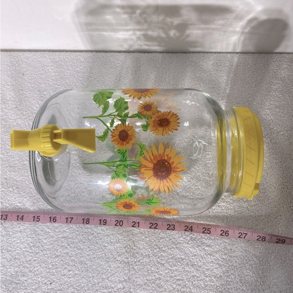 Vintage Sun Tea Sunflower Glass Beverage Dispenser Jar - Picture 2 of 12